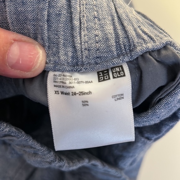 Uniqlo Blue Linen Cotton Blend Front Tie Elastic Waist Shorts Size XS - Picture 5 of 5